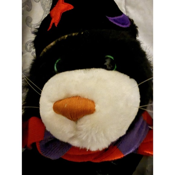 Build A Bear Boo Kitty Glow In Dark Eyes Black Halloween Cat Plush 16" w/ Outfit - Picture 9 of 10